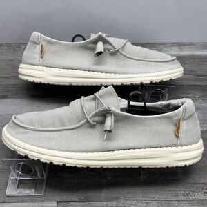 Hey Dude Wendy Chambray Light Grey Slip On Loafers Shoes Womens 9 121413058
